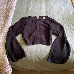 H&M Long Sleeve Open Back Tie Crop Top